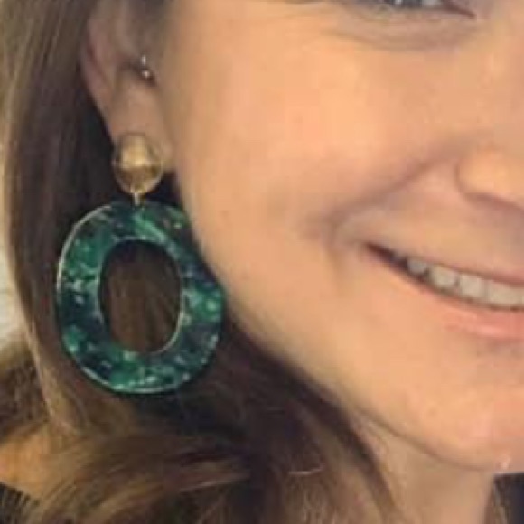 Park Lane Green & Gold Retro Acrylic Earrings - Picture 6 of 9